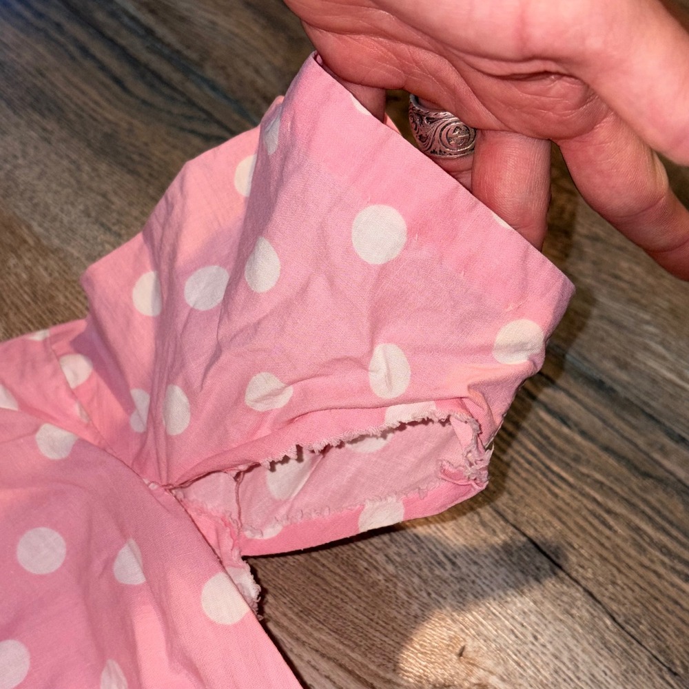 Vintage Sears Pink Polka Dot Shirtdress Rockabilly Fit & Flare Mid Century M - Picture 9 of 16